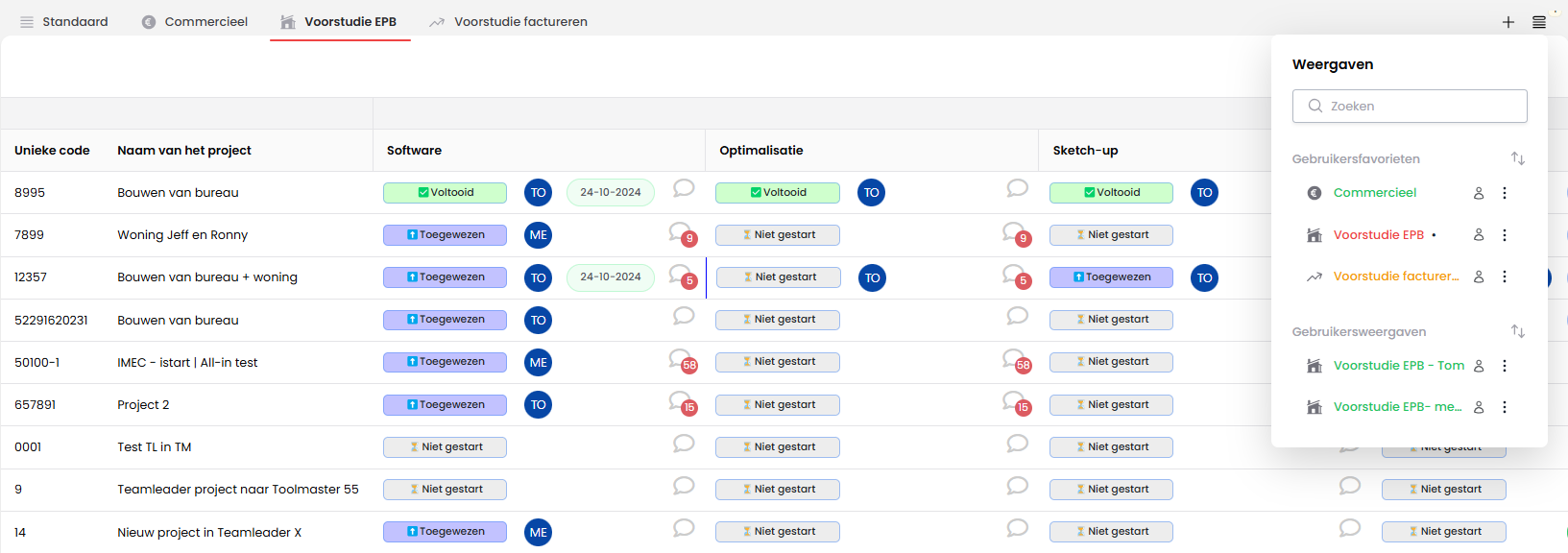 views maken voor de opvolging per persoon.