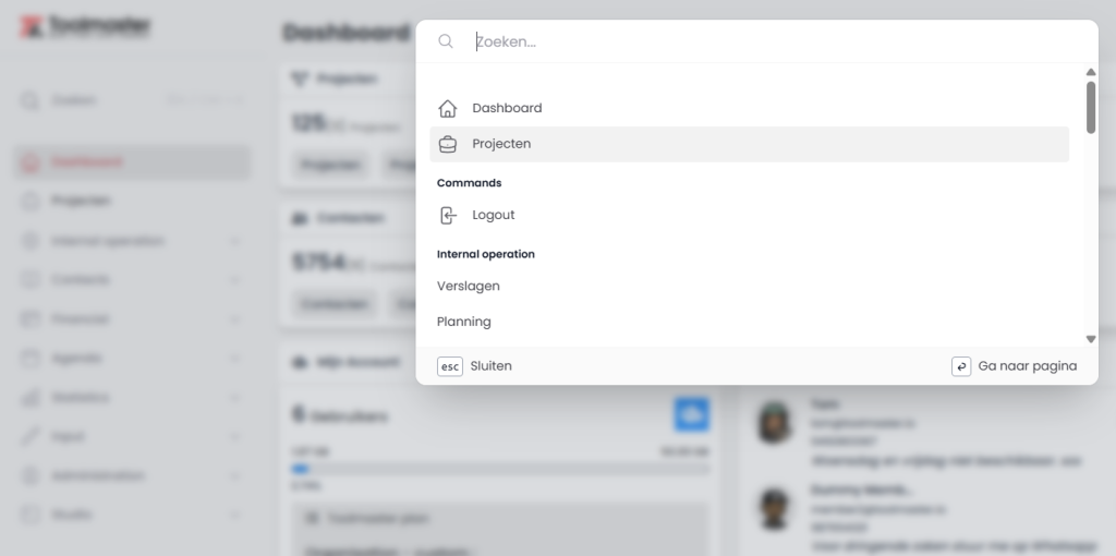 Zoekfunctie in Toolmaster